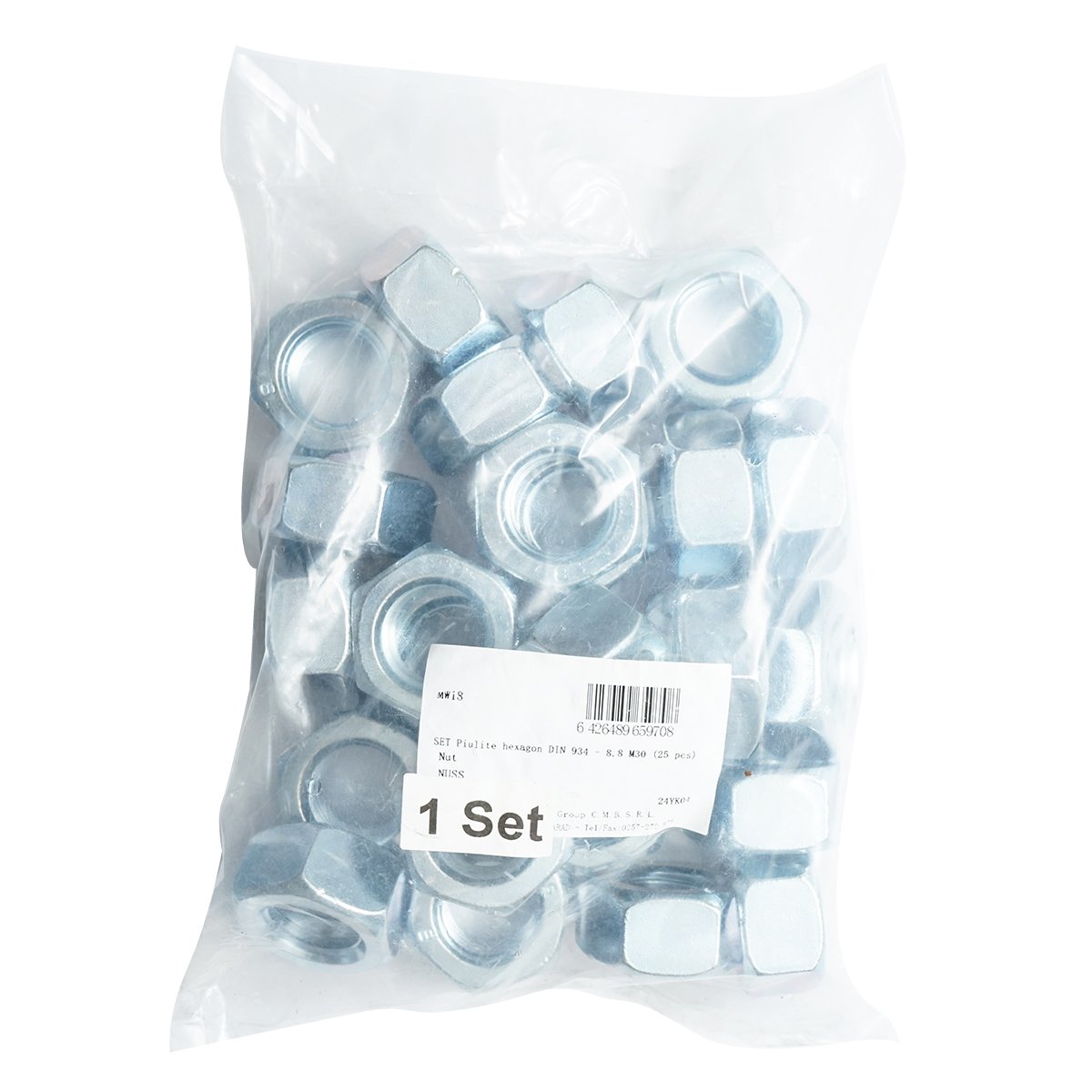 Set piulite hexagon DIN 934-8.8 M30 25 bucati